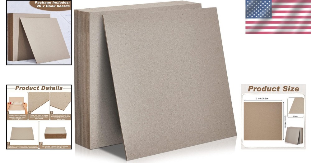 20 Pack 80PT Kraft Chipboard Sheets - 12 x 12 Inch for DIY Projects