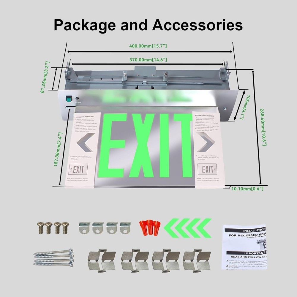 Qllite LED Exit Sign Emergency Light Battery Backup Double-Sided Green UL
