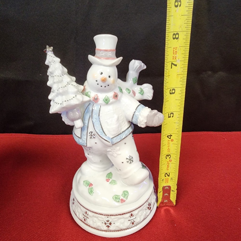 Musical Porcelain White Snowman