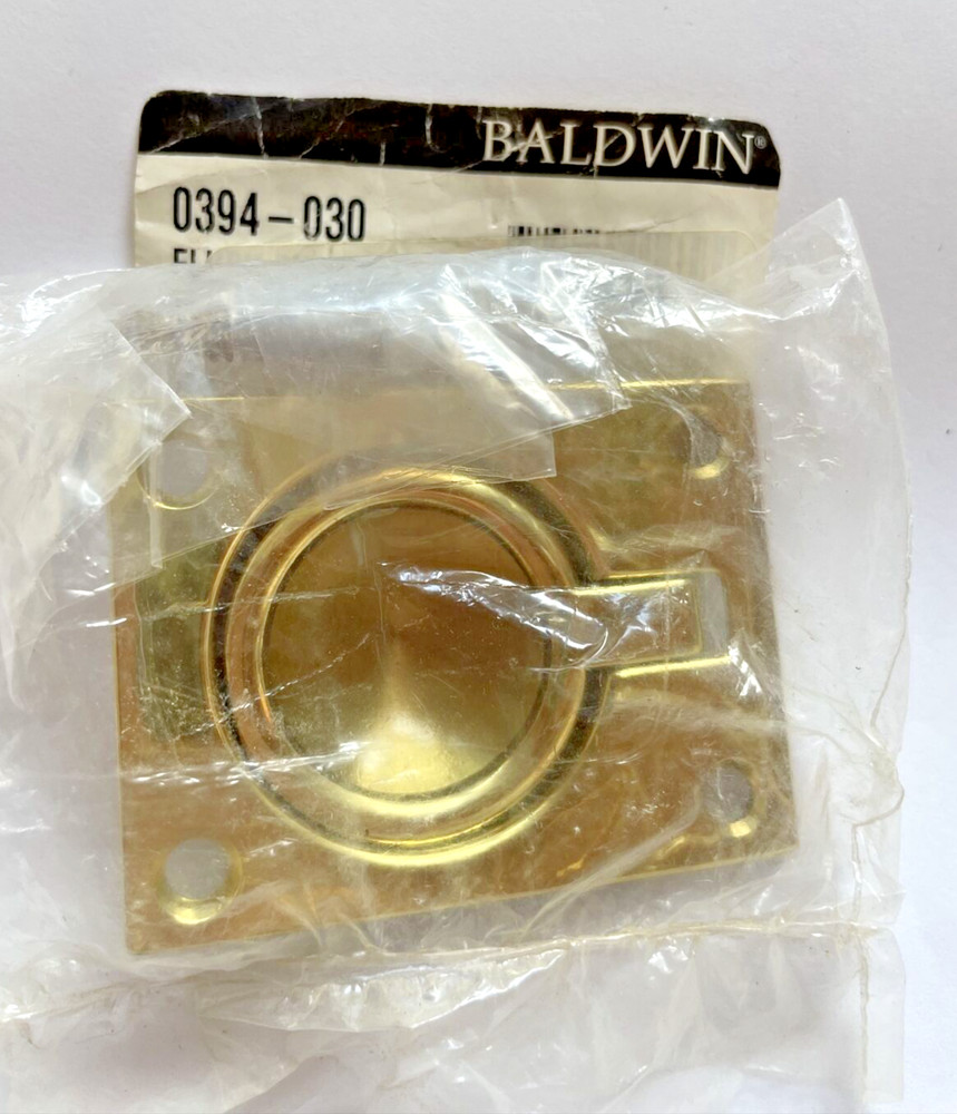 BALDWIN FLUSH RING PULL Polished Brass w/ Brass screws NEW 0394-030