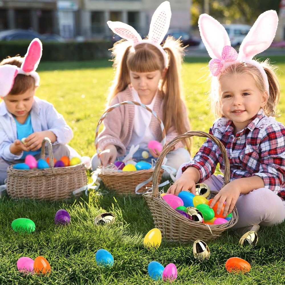 Plastic Easter Eggs 50 Pack 3 Inch Assorted Colors (Gold, Orange, Red)