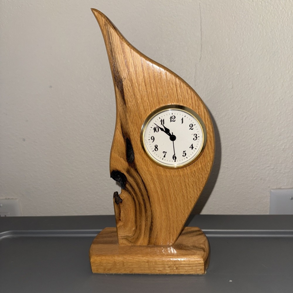 HANDMADE UNIQUE, SOLID PINE WOOD MANTEL OR SHELF CLOCK.
