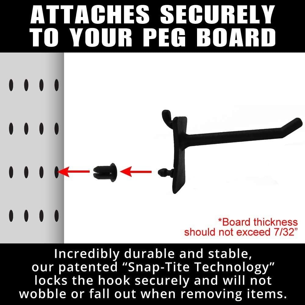 Adjustable Easy Install Hooks - 2" Straight, 24 Pack, Black