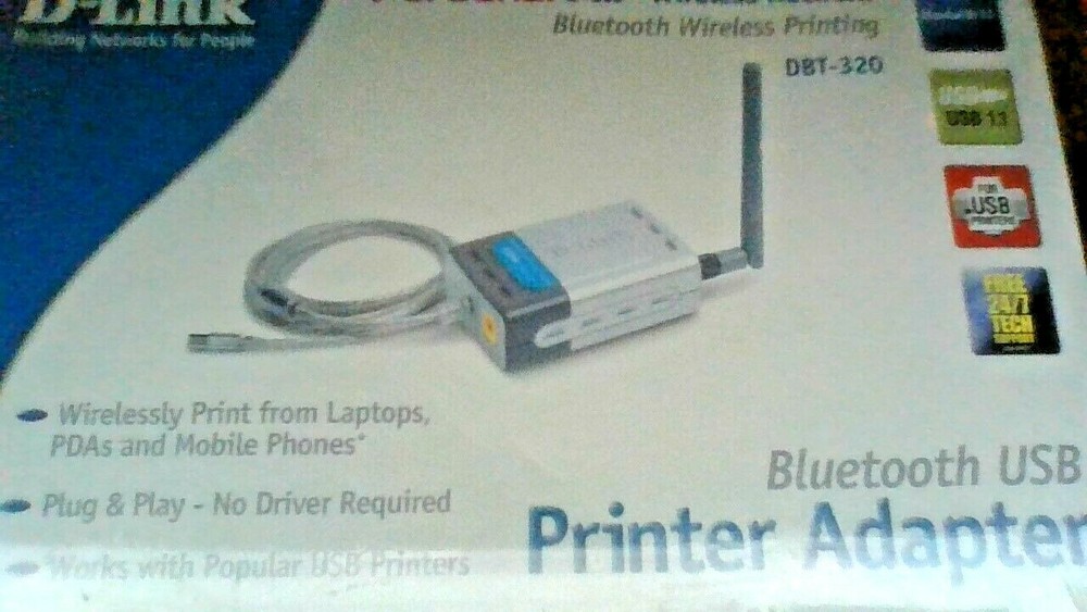 D-LINK PRINTER ADAPTER BLUETOOTH USB ( DBT-320 ) PLUG & PLAY USB PRINTERS