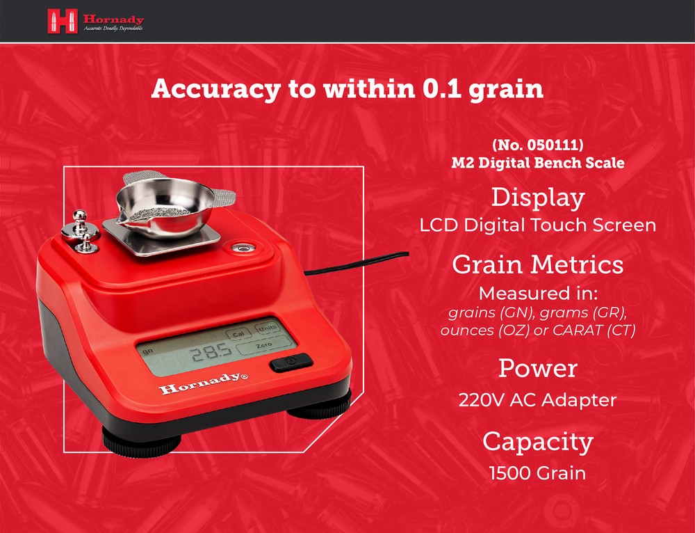 Hornady M2 Digital Bench Scale, 050111 - Compact Powder Scale for Reloading