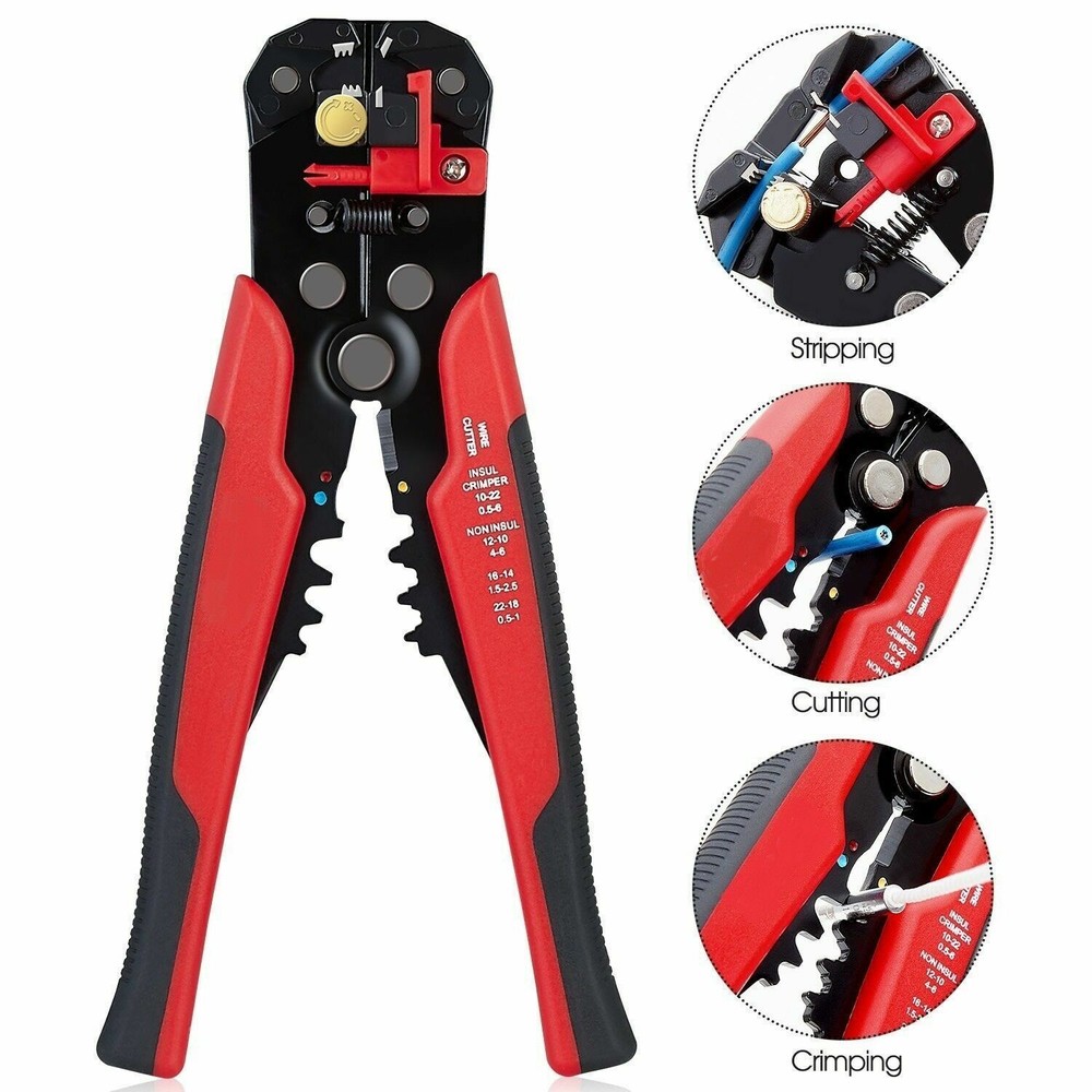 Self Adjusting Wire Stripper & Wire Cutter Crimper Cable Stripping Tool 8"