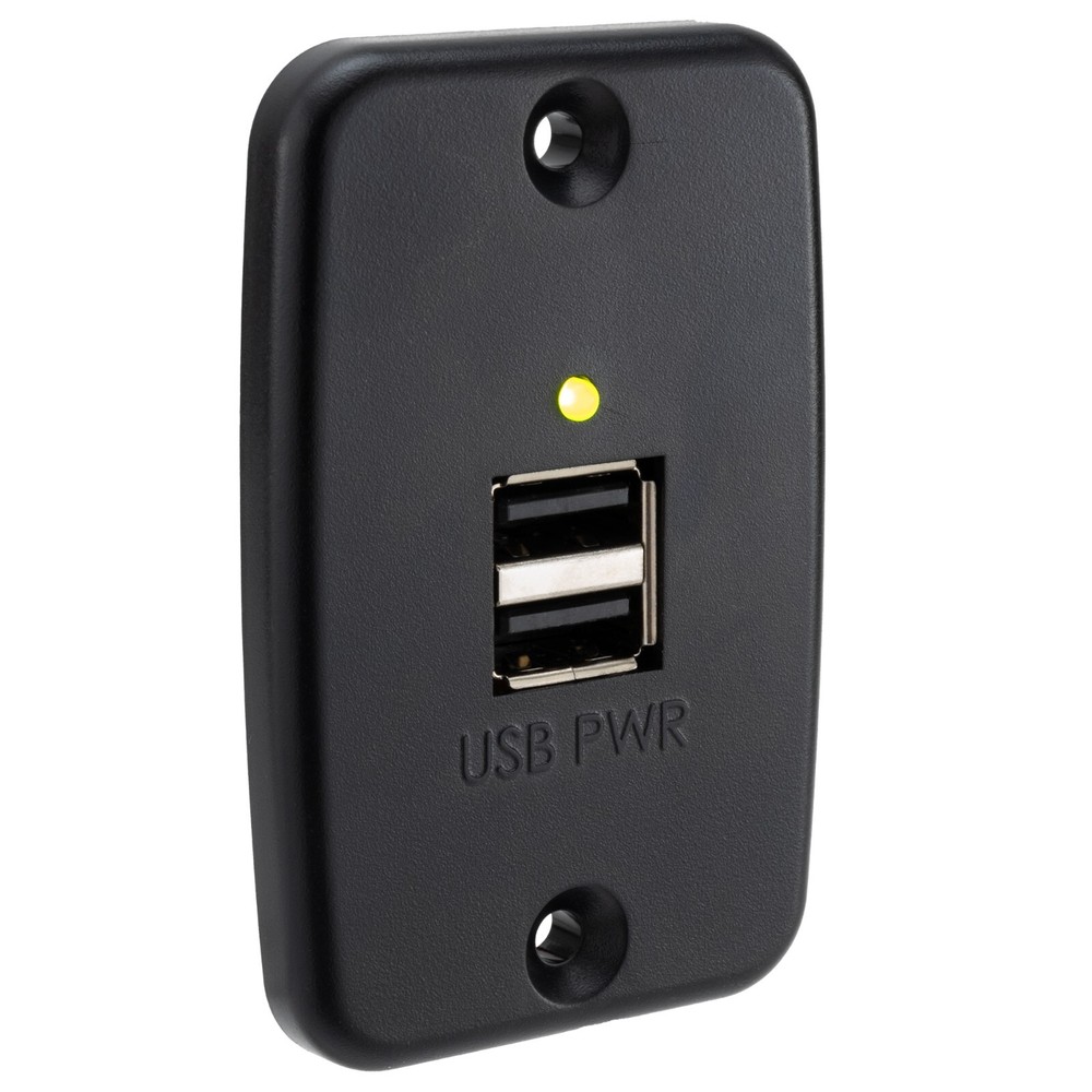 RecPro RV Black Dual USB Charger Outlet | 5V | 2.4 Amp | 2 Wire | LED