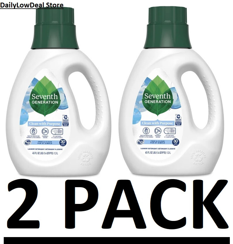2 PACK - Seventh Generation Natural Free & Clear Liquid Laundry Detergent, 45-oz