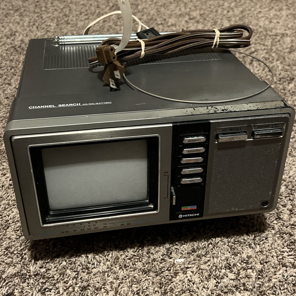 Hitachi CK-200 Portable TV 5” CRT Solid State Color Television 1981 Tested Works
