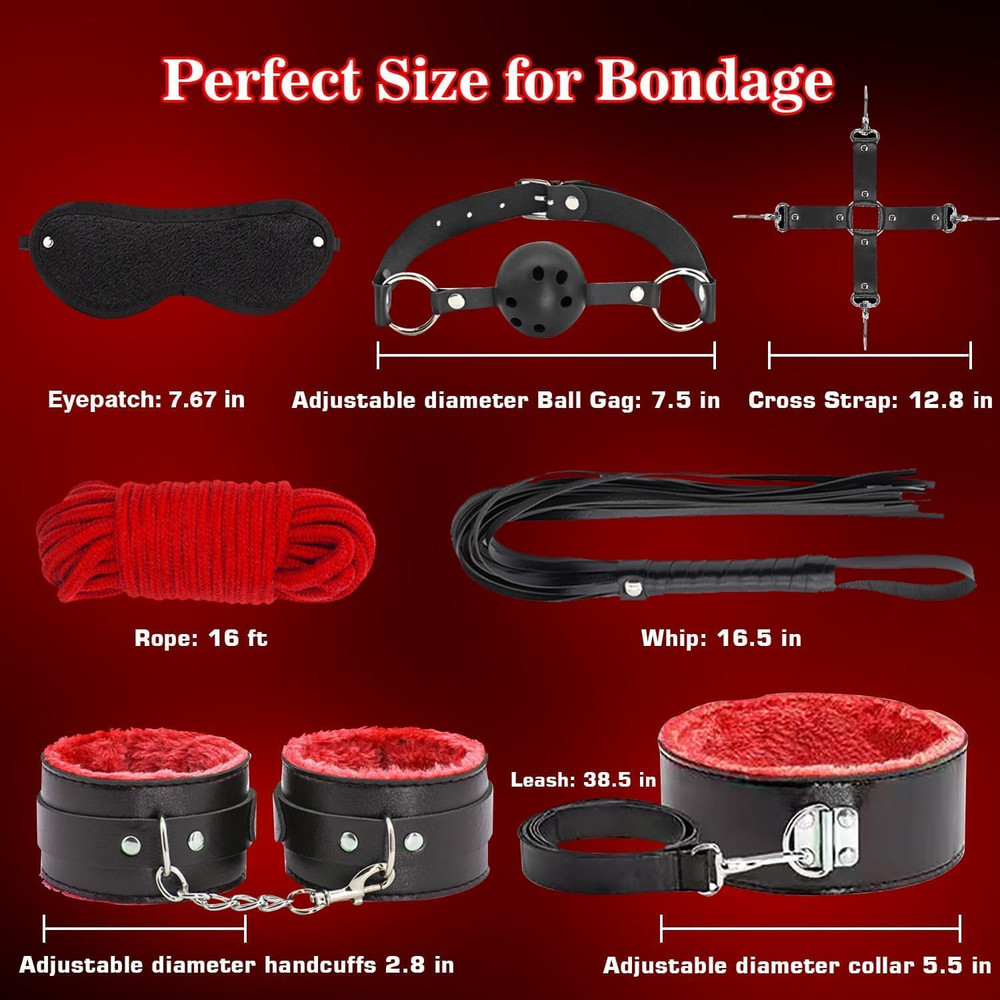 12-Piece Couples Bondage Kit with Adjustable Restraints and Soft Collar