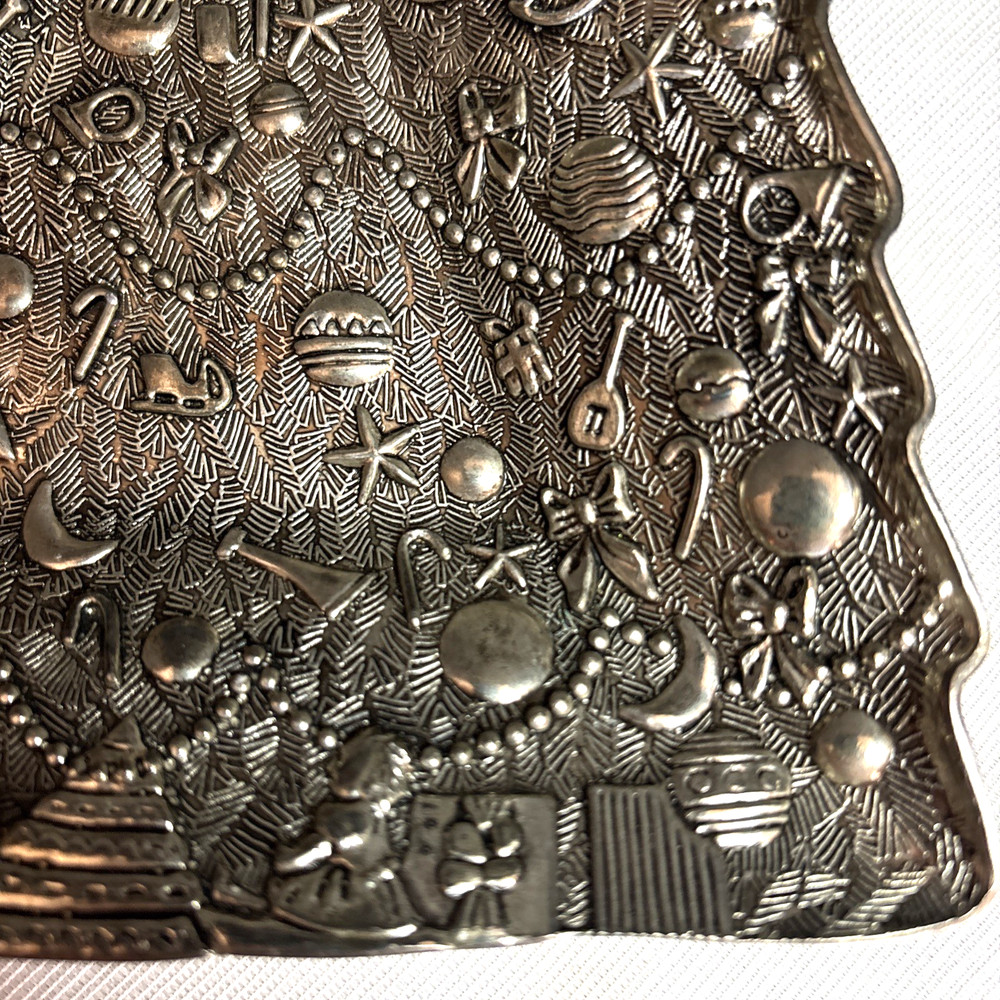 Vintage International Silver Co Christmas Tree Silver Serving Dish 8.5"
