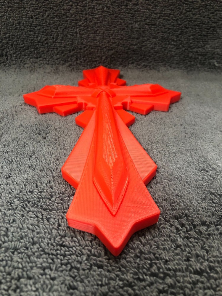 3d Printed Religious Cross Red (with mounting hardware)