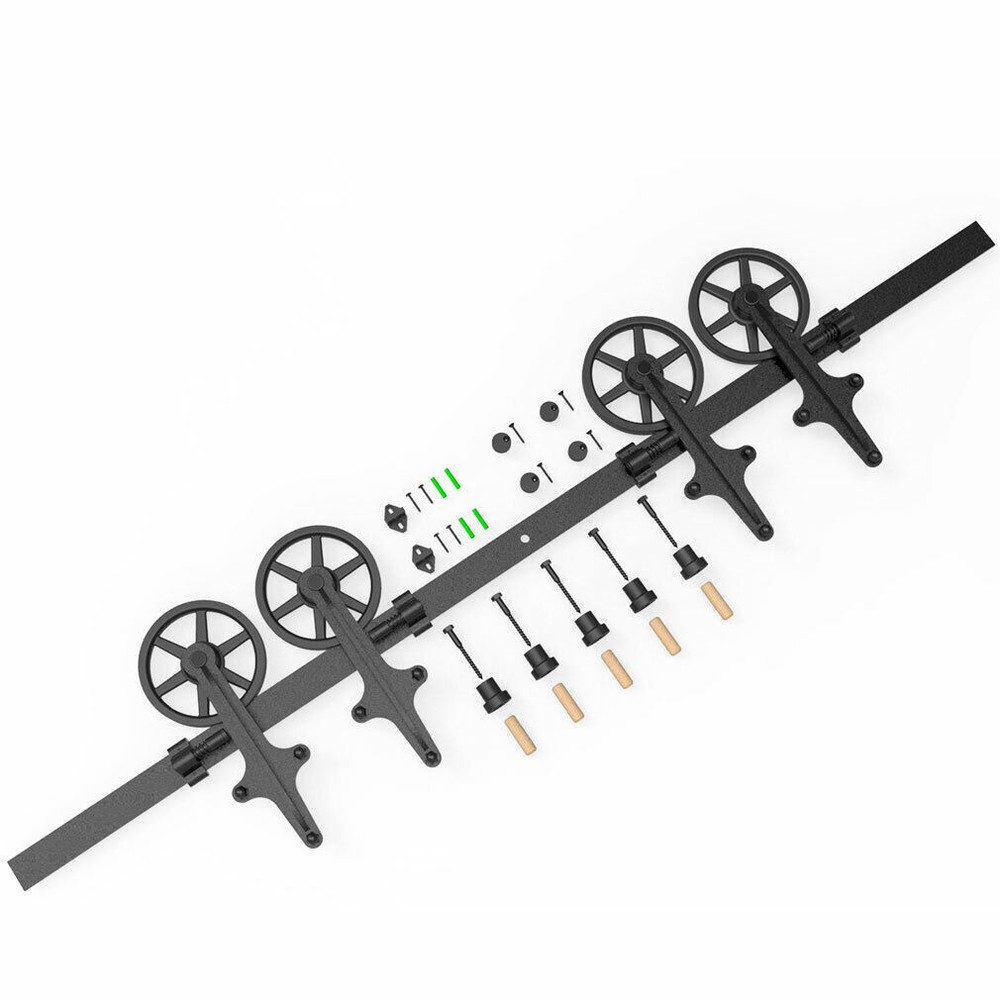 4-20FT Sliding Barn Door Hardware Basic Black Roller Kit Single Double Door