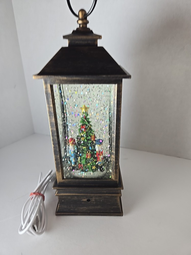 Christmas snow globe lantern With Tree & Nutcrackers - Battery Or DC.