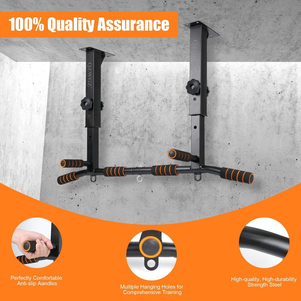 Height Adjustable Pull Up Bar, Heavy Duty Pull Up Bar, BarMount, Ceiling Moun...