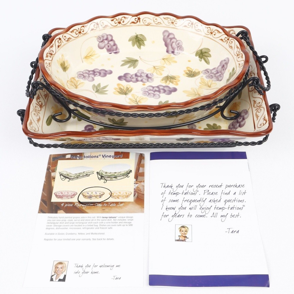 Temptations Vineyard Multicolor 6pc Rectangular & Oval Dish Rack & Cover Set