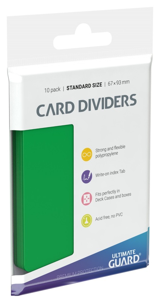 (10-Pack) Ultimate Guard GREEN Gaming Card Dividers Flexible Write On Tab