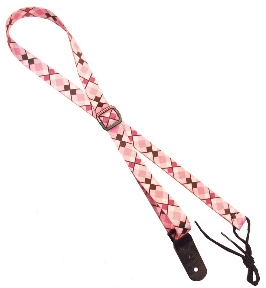 Legacystraps Mandolin Strap Ukulele Strap  Pink Plaid Pattern