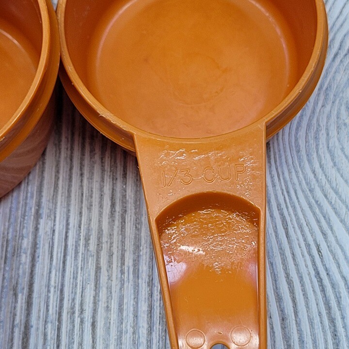 5 Tupperware Nesting Measuring Cups Harvest Orange Retro Kitchen MCM Vtg