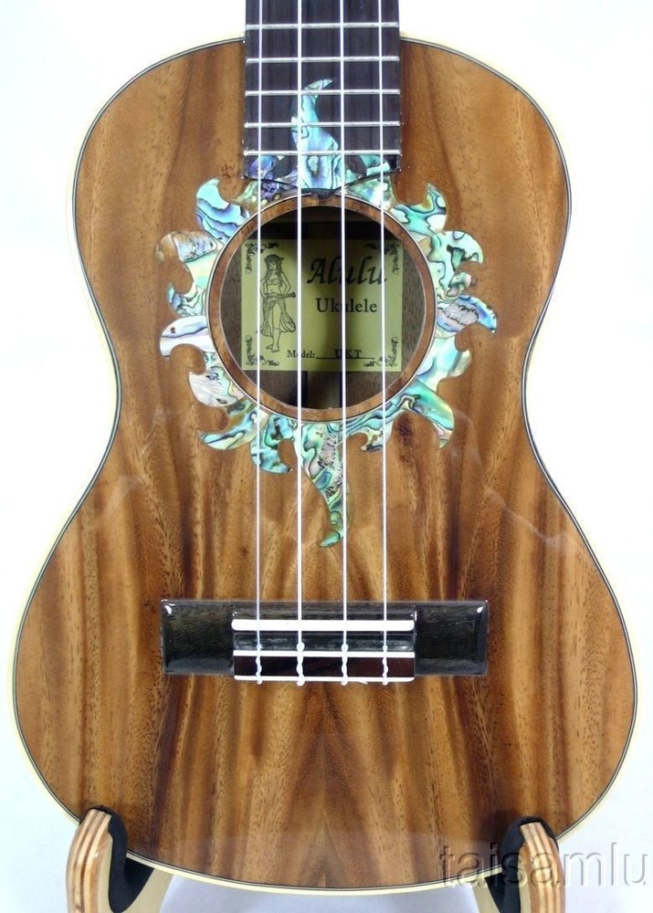 Solid Acacia Koa Tenor Ukulele,Sun abalone rosette,hard case,HUA537