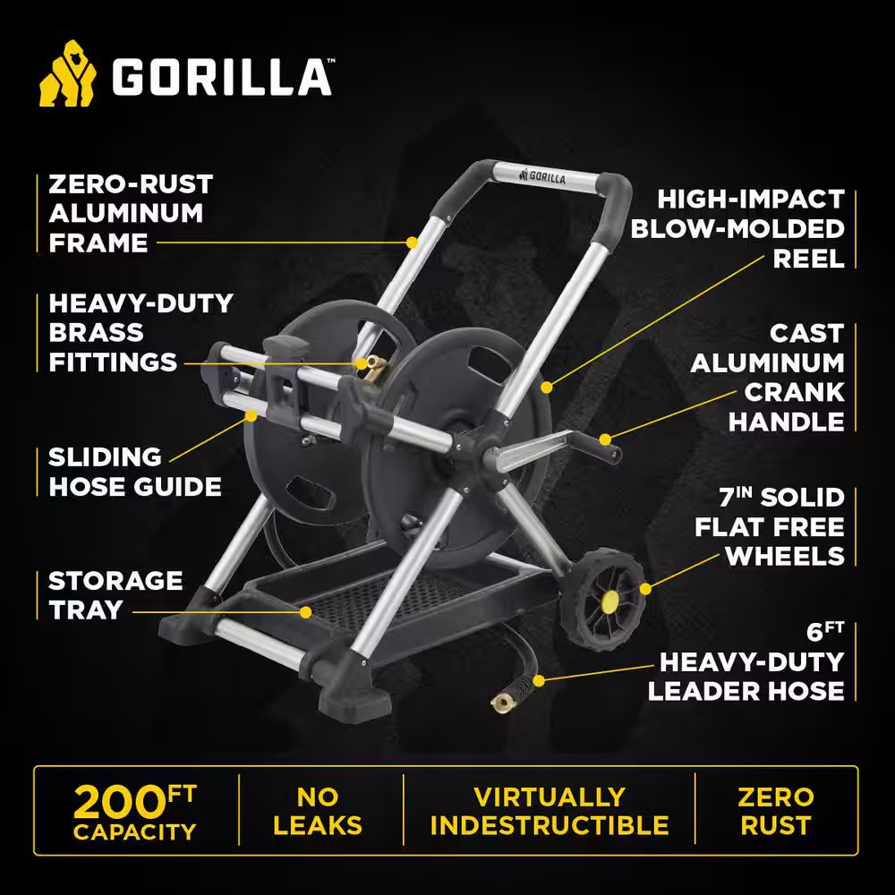 200 Ft. Aluminum Zero Rust Premium Mobile Hose Reel