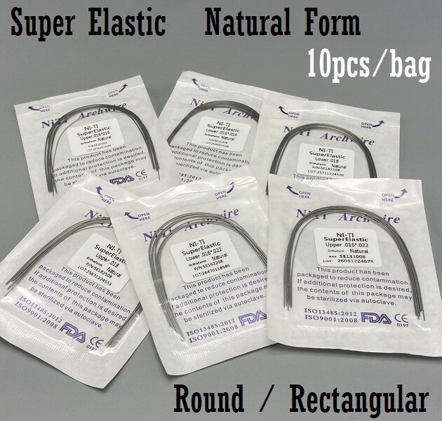 Dental Niti Orthodontic Arch Wire Super Elastic Round Rectangular Natural Form