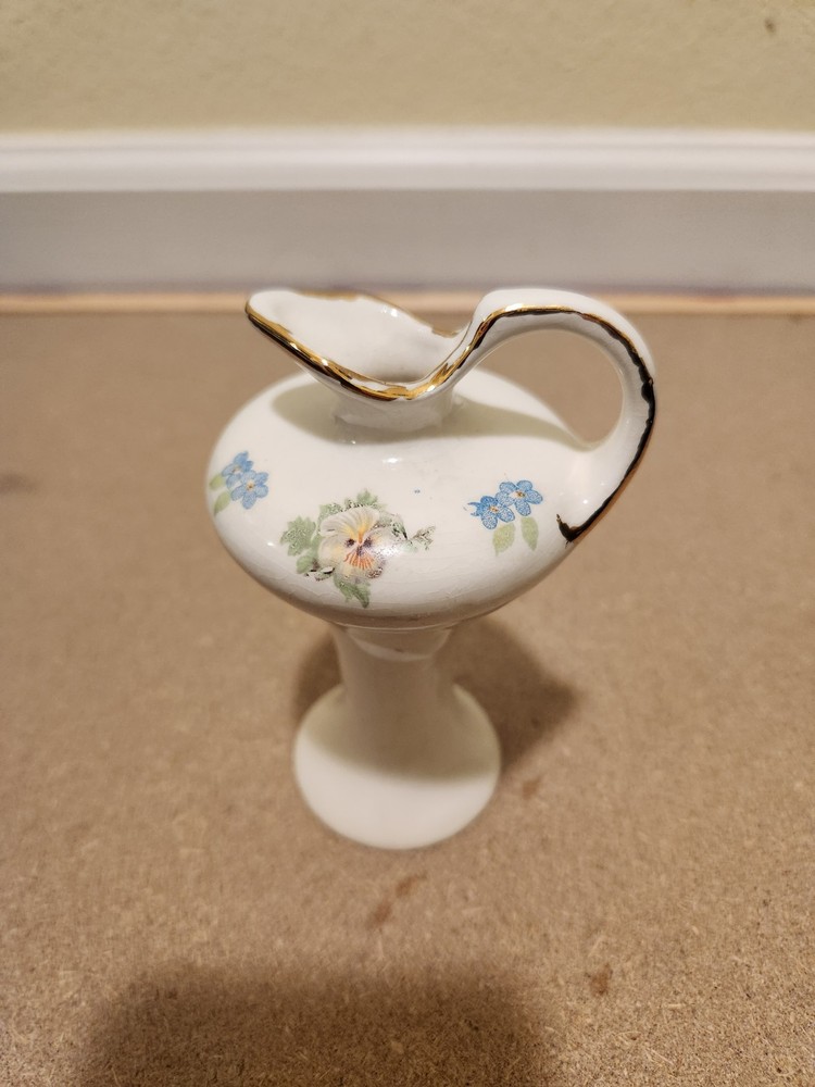 Ceramic Pansy Vase Vintage White