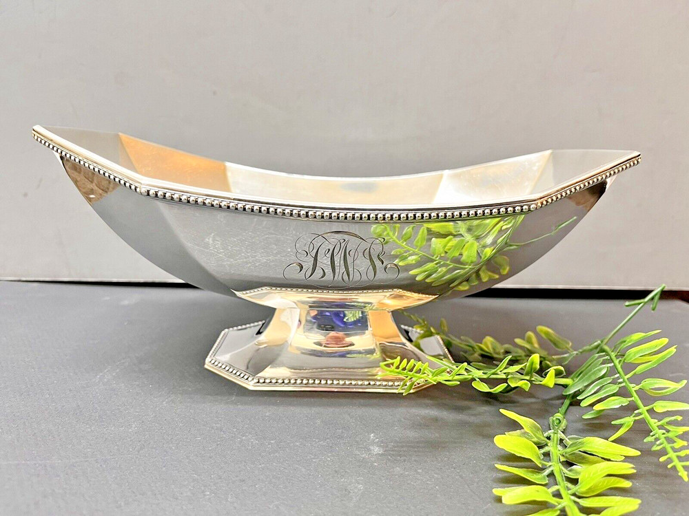 Gorham Sterling Silver Footed Bowl Monogrammed 560.3 Gr. #121 Rectangular Bowl