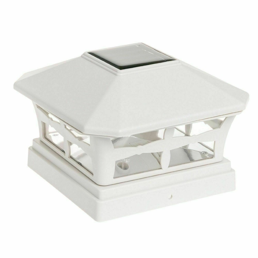 2/4/6/8/10/12pcs Outdoor White Plastic Solar Post Cap Light with One LED
