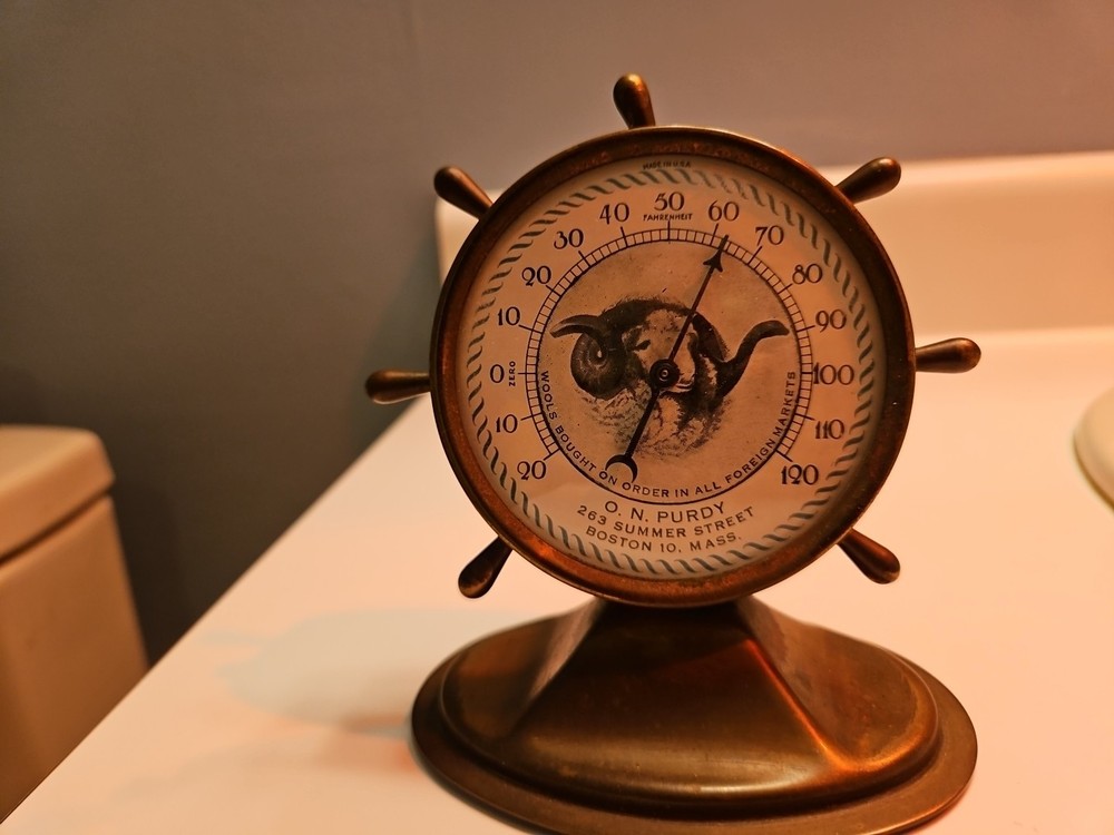 O. N. Purdy Thermometer Ship Wheel