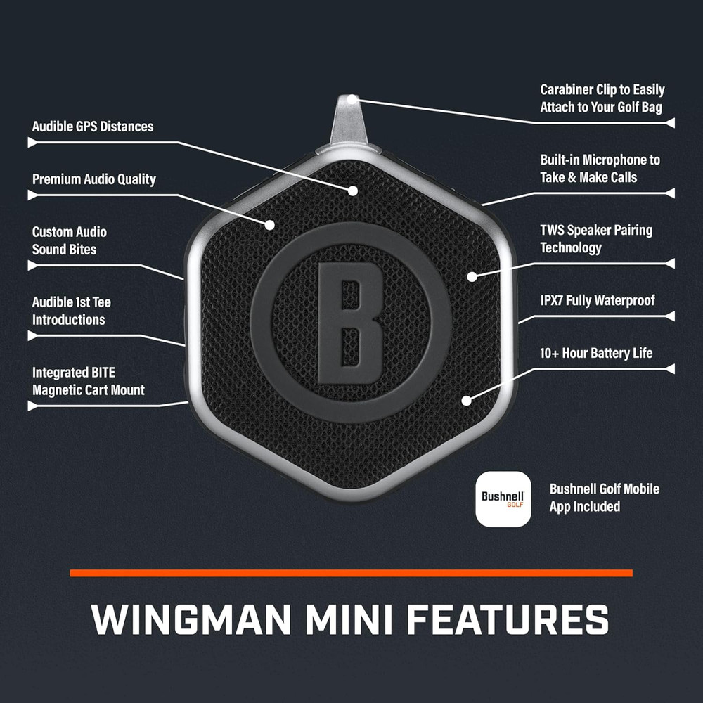 Golf Wingman Mini Bluetooth Speaker with GPS Black