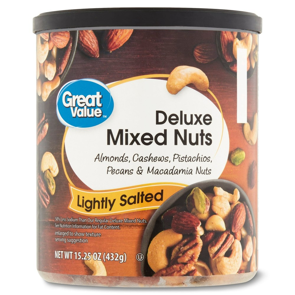 Great Value Lightly Salted, Deluxe Mixed Nuts, 15.25 oz 2 PACK..