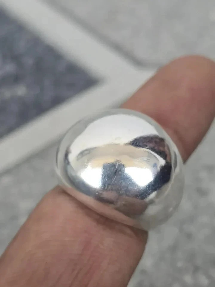 Dome Ring, 925 Sterling Silver Ring, Large Plain Wide Band, Boho Statement Ring,