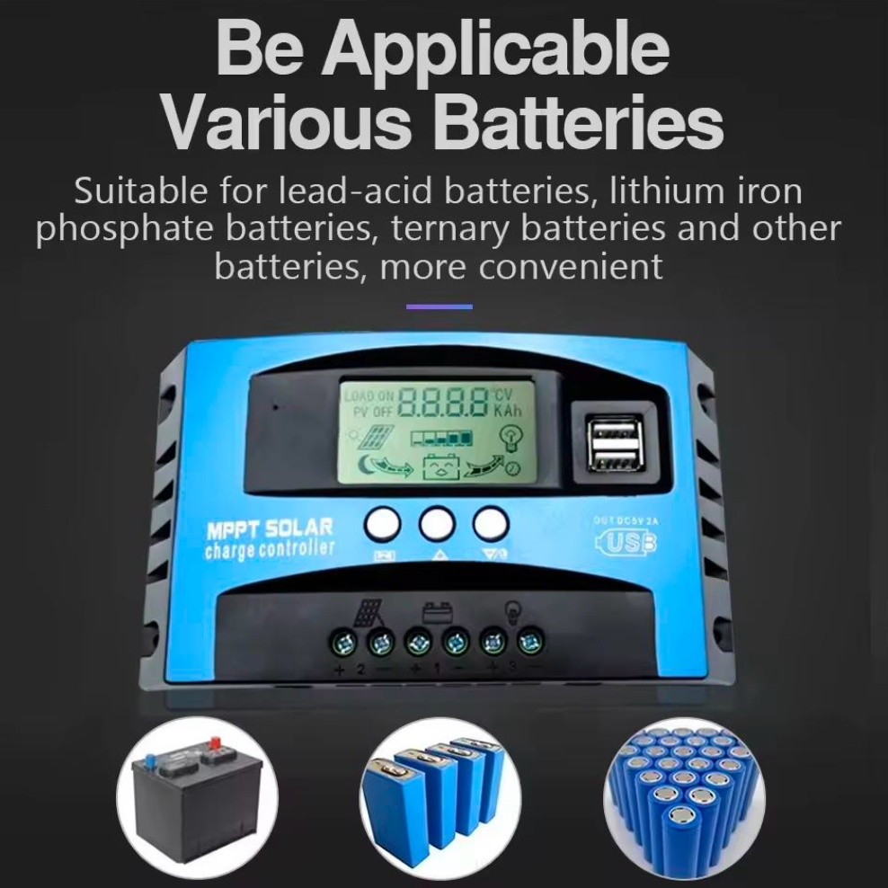 MPPT Solar Charger Controller Battery Regulator Dual USB LCD Display 100A