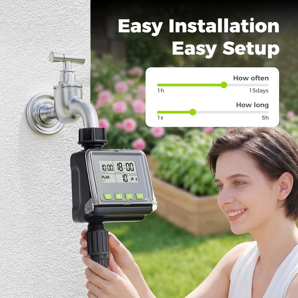 Sprinkler Timer for Garden Hose, Programmable Watering Timer with Rain Delay, Ou