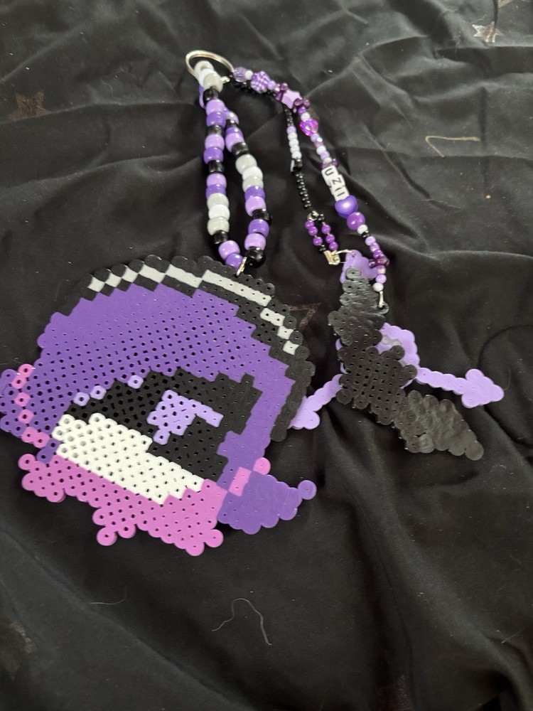 Uzi perler bead and kandi keychain