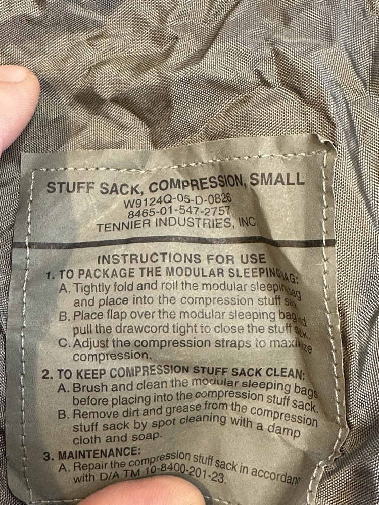 A Small Foliage Green Compression Stuff Sack Modular Sleeping Bag MSS Sack Pack
