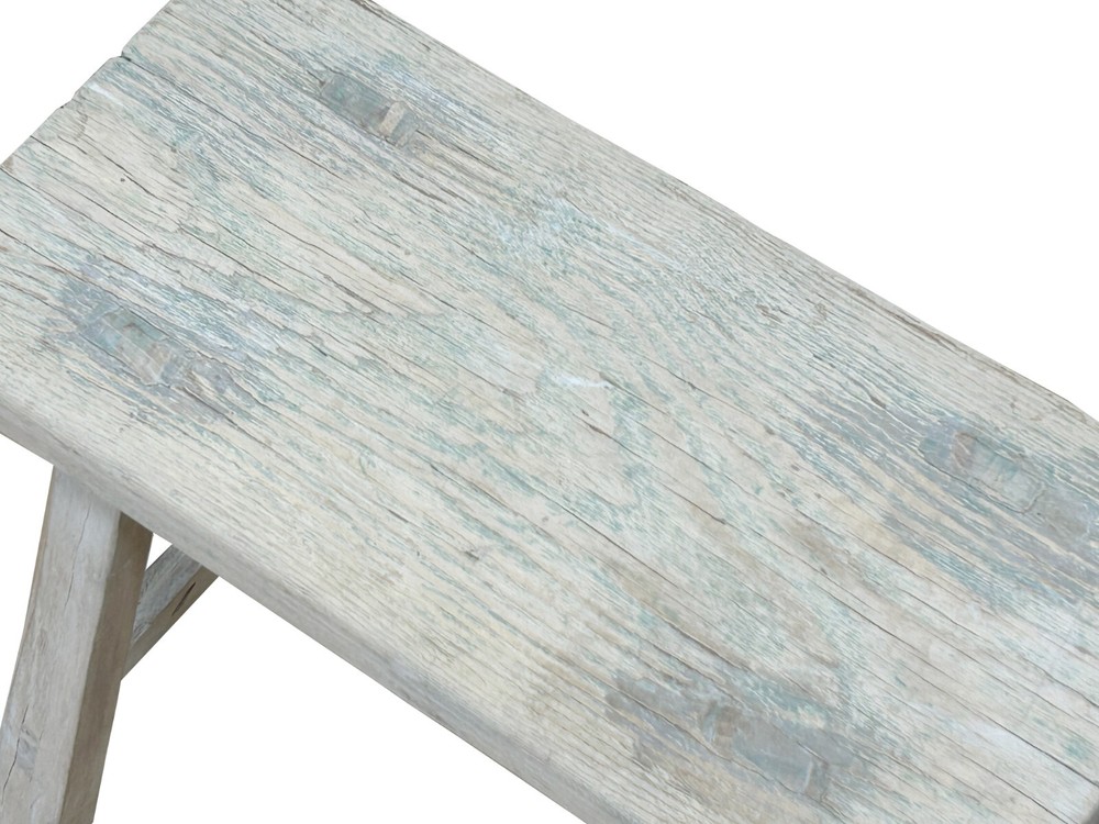 Rustic Raw Rough Wood Grain Rectangle Slim Stool Bench Side Table ws4629