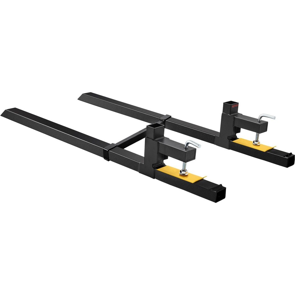 2000lb Capacity 60in Clamp-On Pallet Forks with Adjustable Stabilizer Bar