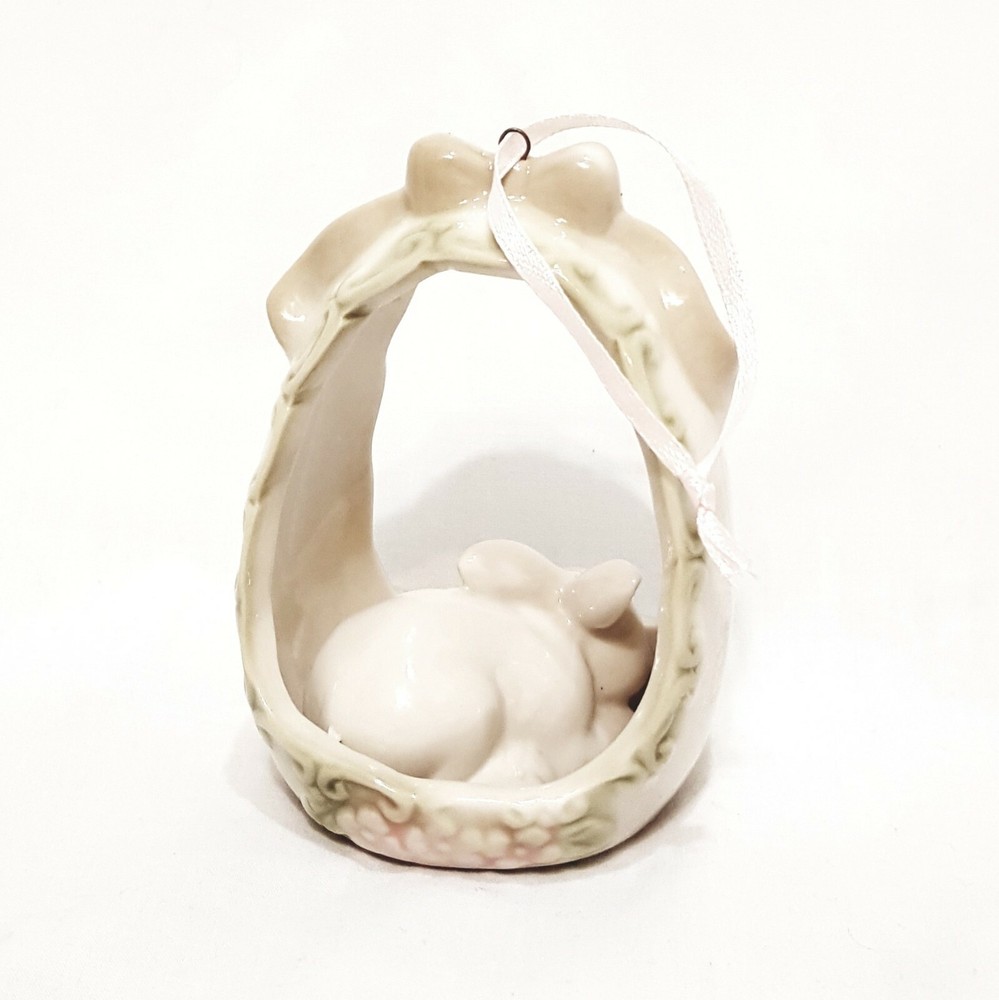 Easter Egg Bunny Rabbit Inside 3" Ornament Hanger Ceramic Decoration