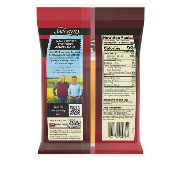 Sargento Natural Sharp Cheddar Cheese Snacks, 24 ct./0.75 oz.