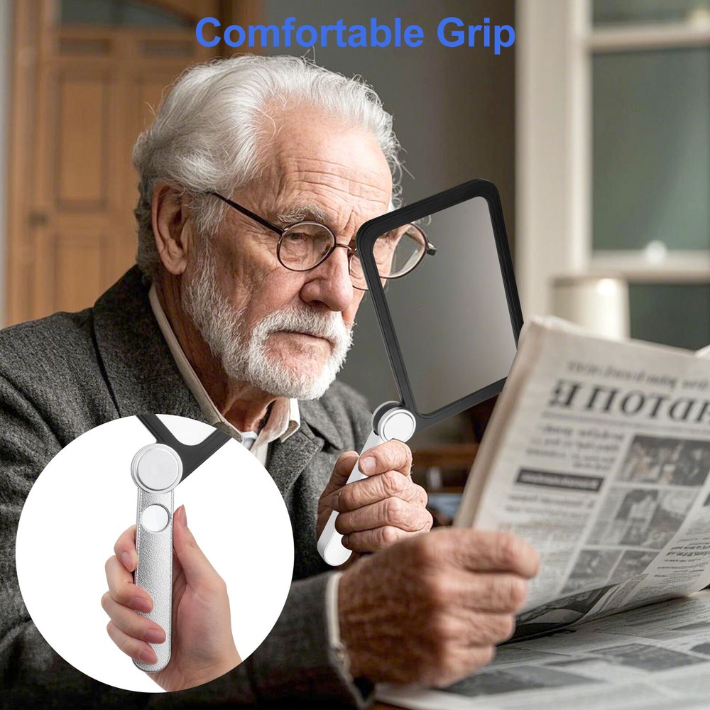 4X Full Page Folding Handheld Rectangular Reading Magnifier for Low Vision