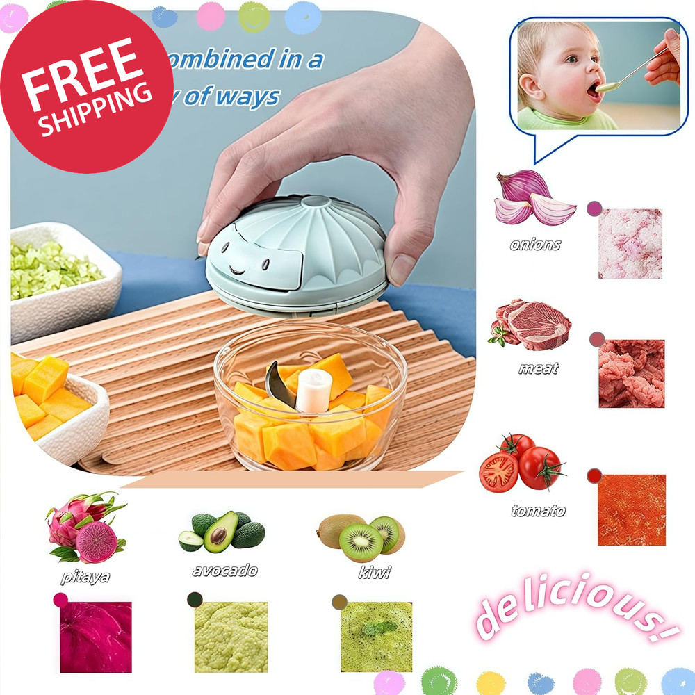 Mini Manual Food Processor Vegetable Chopper Hand Pull String Garlic Onion