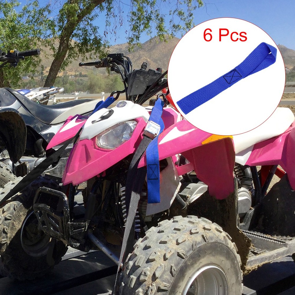 6PCS Blue 2.5x20.5cm Cargo Belt Soft Loop Tie Down Strap for Motorcycle