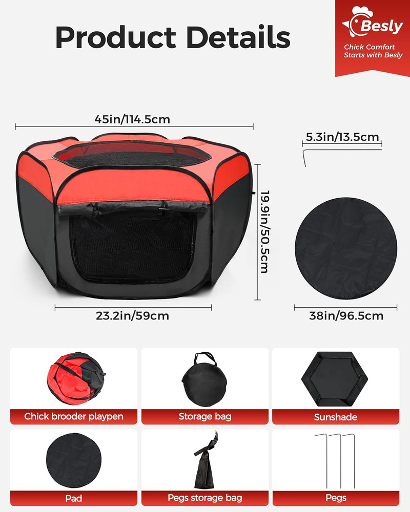 Brooder Box for Chick, Large Brooder for 15 Chicks, Breathable Mesh Ventilation,