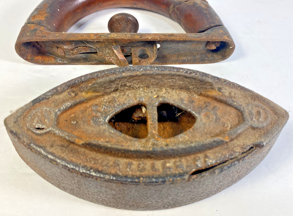 Antique Sad Iron With Detachable Wood Handle Primitive