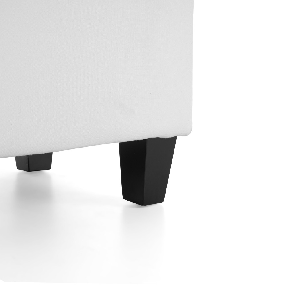 Light Gray Storage Ottoman Bench, Button Tufted Diamond Stitch Extra Seating