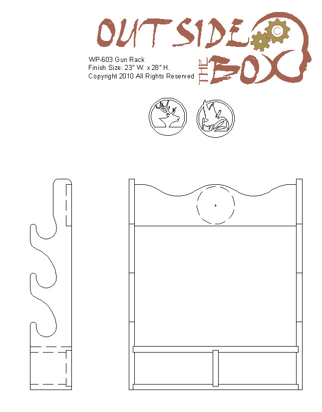 Three Rifle Gun Rack Woodworking Pattern (WP-603) By OTB Patterns