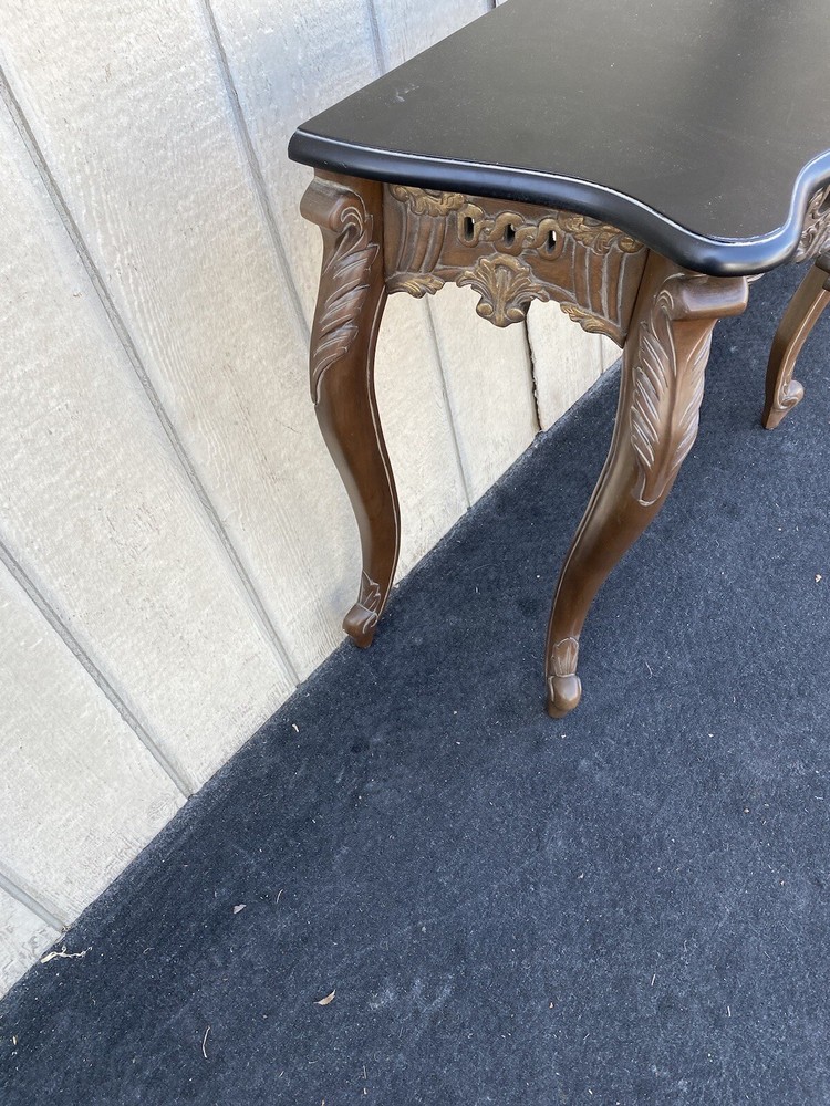 64748 Marble Top Carved Mahogany Console Table