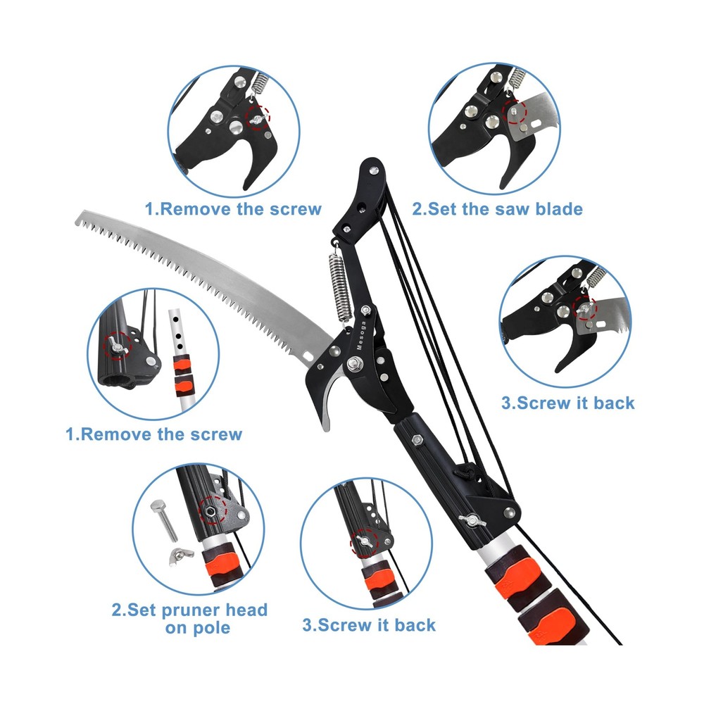 Tree Trimmer Pole Saw 4.9-13FT, Tree Pruner Extendable, Long Handle Pruning S...